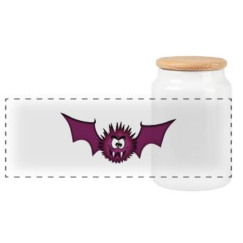 Vampir-Fledermaus - Panorama Keksdose mit Holzdeckel - Weiß - Vorne