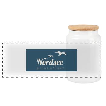 Oiseaux de la mer du Nord Silhouette Design Lettering - Boîte à biscuits avec couvercle en bois - blanc - Devant
