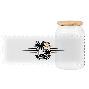 Palmier d’été de l’île - Boîte à biscuits avec couvercle en bois - blanc - Devant