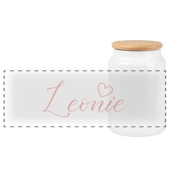 Léonie Nom - Boîte à biscuits avec couvercle en bois - blanc - Devant