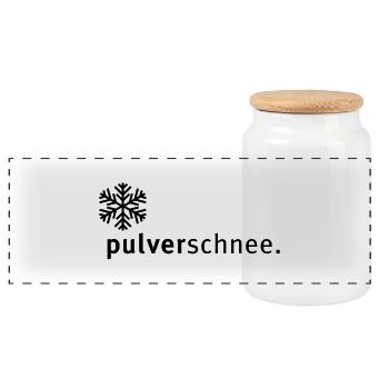 pulverschnee - Panorama Keksdose mit Holzdeckel - Weiß - Vorne