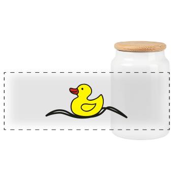 Canard, bien, quelque chose de bon - Boîte à biscuits avec couvercle en bois - blanc - Devant