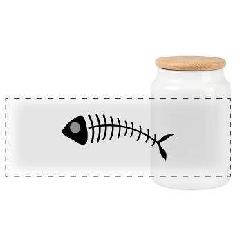 fish - Panoramic Cookie Jar with Wooden Lid - white - Front