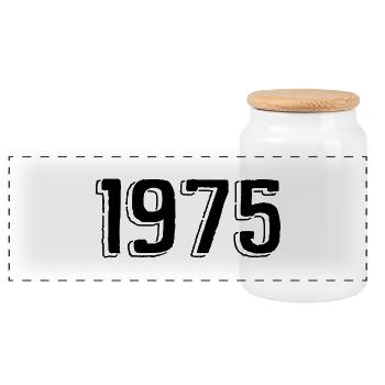 1975 - Panoramic Cookie Jar with Wooden Lid - white - Front