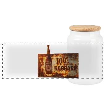 100% Raggare – Rustic beer feeling - Panoramic Cookie Jar with Wooden Lid - white - Front