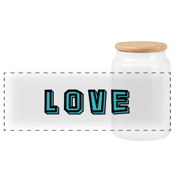 LOVE. MOM. MOTHER'S DAY. HAPPY MOTHER'S DAY - Panoramic Cookie Jar with Wooden Lid - white - Front