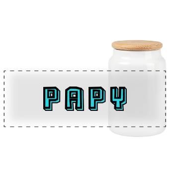 PAPY. FÊTE DES PÈRES. BONNE FÊTE PAPY. JE T'AIME. - Boîte à biscuits avec couvercle en bois - blanc - Devant