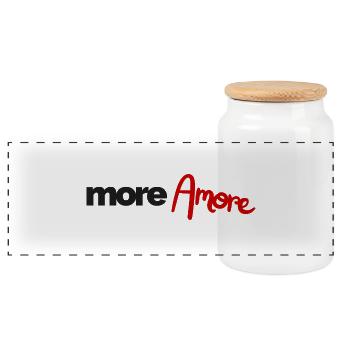 More Amore Women's T-Shirt – Romantic Typography - Panoramic Cookie Jar with Wooden Lid - white - Front