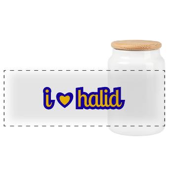 Ich liebe Halid (Bešlić) - Panorama Keksdose mit Holzdeckel - Weiß - Vorne