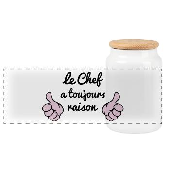 Chef à toujours raison - Boîte à biscuits avec couvercle en bois - blanc - Devant