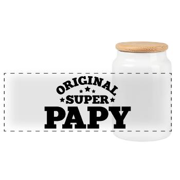 original super papy - Boîte à biscuits avec couvercle en bois - blanc - Devant
