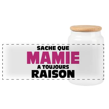 sache que mamie a toujours raison - Boîte à biscuits avec couvercle en bois - blanc - Devant