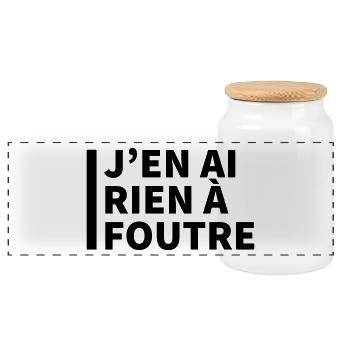 Texte "J'en ai rien à foutre" - Boîte à biscuits avec couvercle en bois - blanc - Devant
