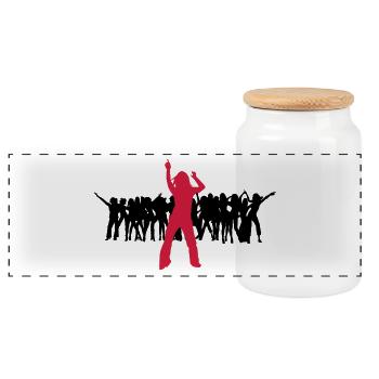 Dancer dancing shake shaken harlem shake 2c - Panoramic Cookie Jar with Wooden Lid - white - Front