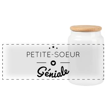 PETITE SOEUR GÉNIALE - Boîte à biscuits avec couvercle en bois - blanc - Devant