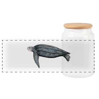 Tortue luth Leatherback turtle leatherback turtle - Panoramic Cookie Jar with Wooden Lid - white - Front