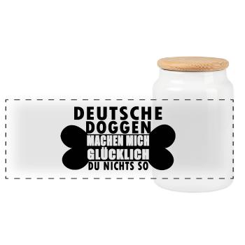 Deutsche Dogge Hunde Shirt Geschenk - Panorama Keksdose mit Holzdeckel - Weiß - Vorne