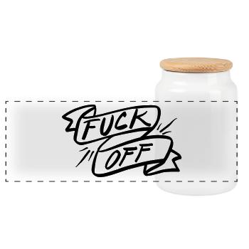 Fuck Off! - Panorama Keksdose mit Holzdeckel - Weiß - Vorne