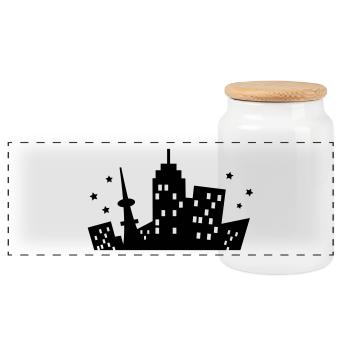 Skyline einer Stadt - Panorama Keksdose mit Holzdeckel - Weiß - Vorne