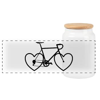 Fahrrad Bike Herzen Love Geschenk Sport Rad Liebe - Panorama Keksdose mit Holzdeckel - Weiß - Vorne