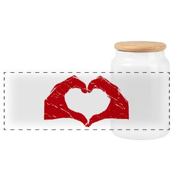 Mains coeur Amour Amour - Boîte à biscuits avec couvercle en bois - blanc - Devant