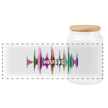 music - Panoramic Cookie Jar with Wooden Lid - white - Front
