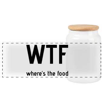 WTF food cool teens modern gift gift idea - Panoramic Cookie Jar with Wooden Lid - white - Front