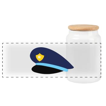 Police hat - Panoramic Cookie Jar with Wooden Lid - white - Front