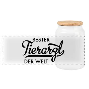 tierarzt - Panorama Keksdose mit Holzdeckel - Weiß - Vorne
