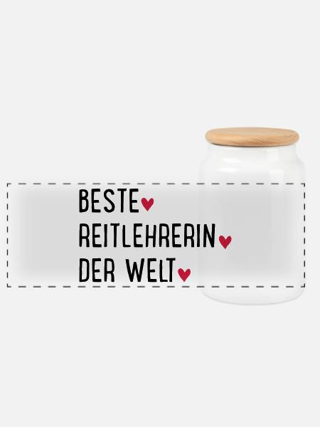 Beste Reitlehrerin der Welt - Panorama Keksdose mit Holzdeckel - Weiß