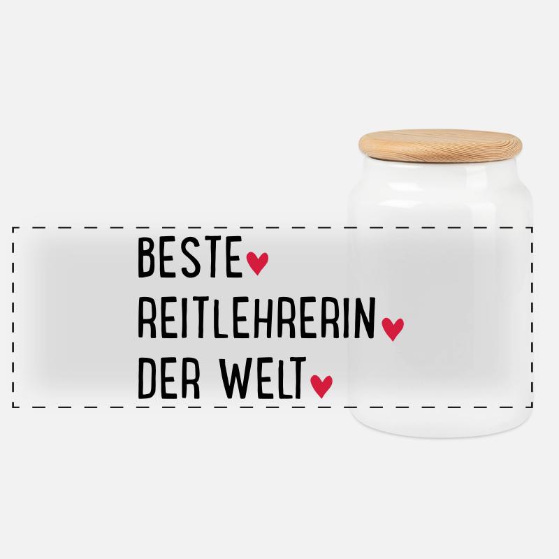 Beste Reitlehrerin der Welt - Panorama Keksdose mit Holzdeckel - Weiß