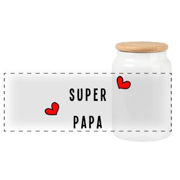 GREAT DAD. Dad - Panoramic Cookie Jar with Wooden Lid - white - Front