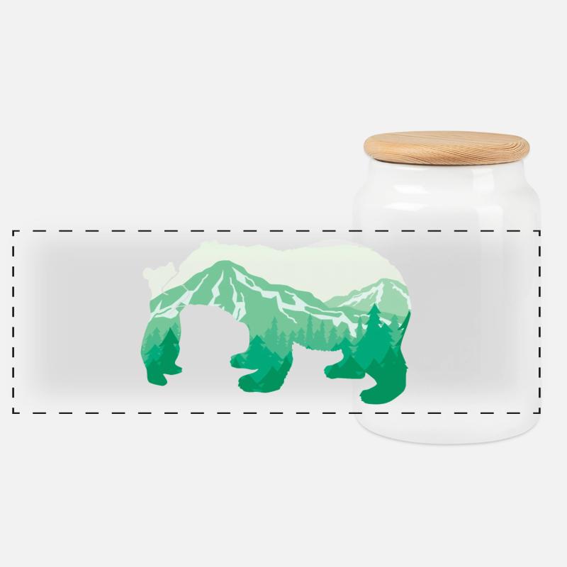 Bär - der große Bergbär Tier Liebhaber Geschenk - Panorama Keksdose mit Holzdeckel - Weiß