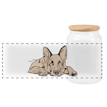 Chien de berger - Boîte à biscuits avec couvercle en bois - blanc - Devant