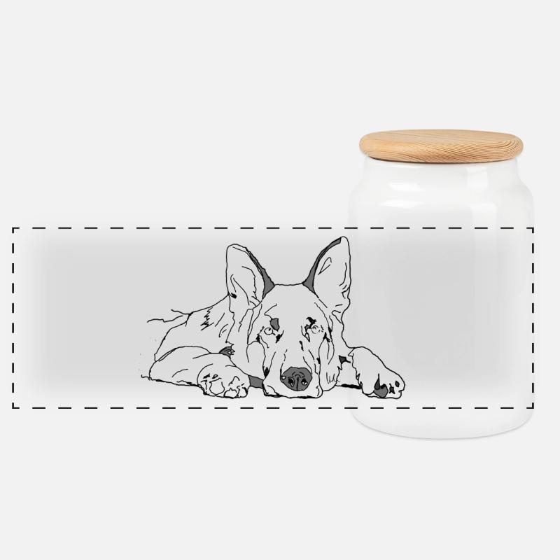 Schäferhund - Panorama Keksdose mit Holzdeckel - Weiß