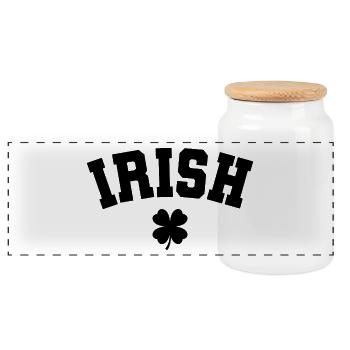 St. Patrick's Day Geschenk Kleeblatt Männer, Frauen, Kinder - Panorama Keksdose mit Holzdeckel - Weiß - Vorne