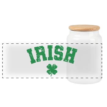 St. Patrick's Day Geschenk Kleeblatt Männer, Frauen, Kinder - Panorama Keksdose mit Holzdeckel - Weiß - Vorne