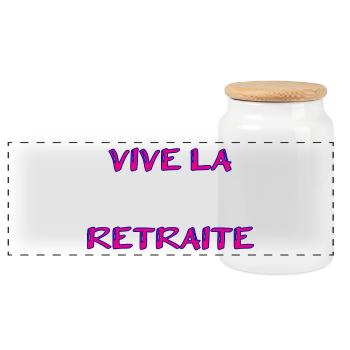 RETRAITE. RETRAITE. RETRAITEE. RETRAITE - Boîte à biscuits avec couvercle en bois - blanc - Devant