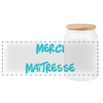 MERCI. MAÎTRESSE. MAÎTRE. MERCI MAÎTRESSE - Boîte à biscuits avec couvercle en bois - blanc - Devant