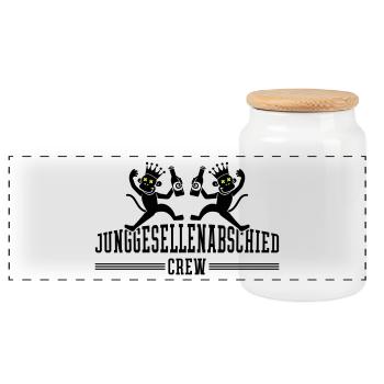 Junggesellenabschied Crew Jga Party - Panorama Keksdose mit Holzdeckel - Weiß - Vorne