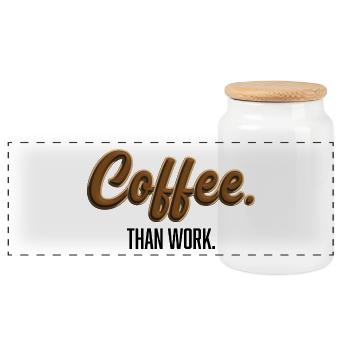 Coffee-Than-Work - Statement T-Shirt - Panorama Keksdose mit Holzdeckel - Weiß - Vorne
