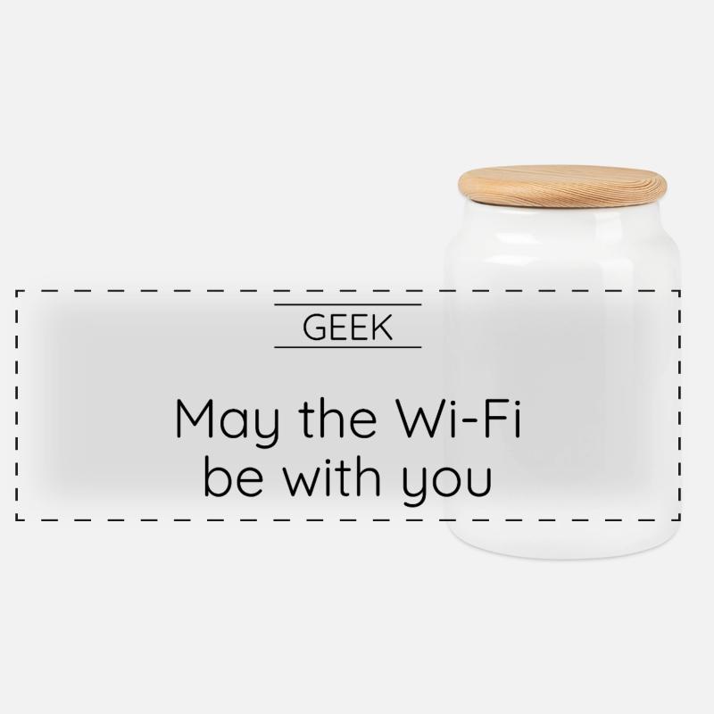 GEEK – Möge das WLAN mit dir sein. - Panorama Keksdose mit Holzdeckel - Weiß