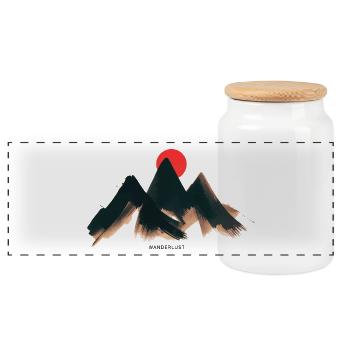 Urban Mountain - Nature Vibes by Free Art - Panoramic Cookie Jar with Wooden Lid - white - Front