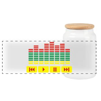 Equalizer DJ music player - Panoramic Cookie Jar with Wooden Lid - white - Front
