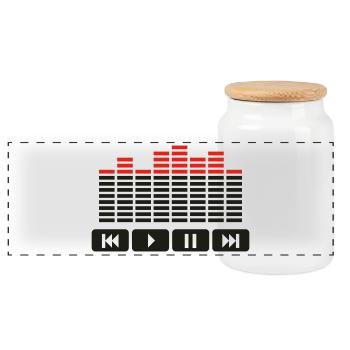 Equalizer audio player dj - Panoramic Cookie Jar with Wooden Lid - white - Front