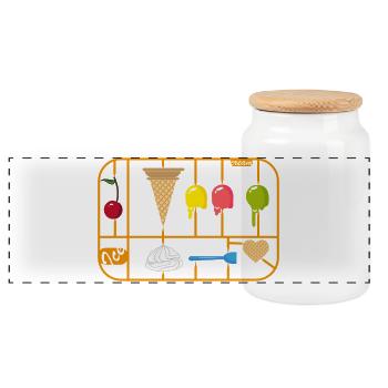 Un cornet de crème glacée dans le kit - Boîte à biscuits avec couvercle en bois - blanc - Devant