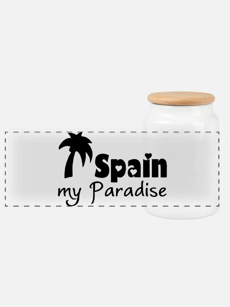 Spain Paradise Spanien Urlaub Reise Geschenk - Panorama Keksdose mit Holzdeckel - Weiß