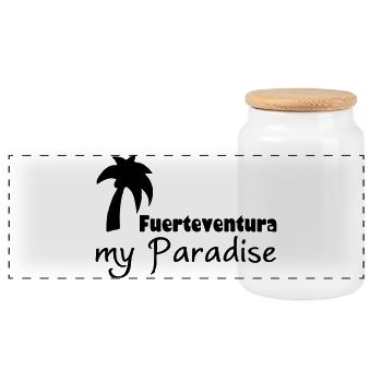 Fuerteventura Paradise - Panoramic Cookie Jar with Wooden Lid - white - Front