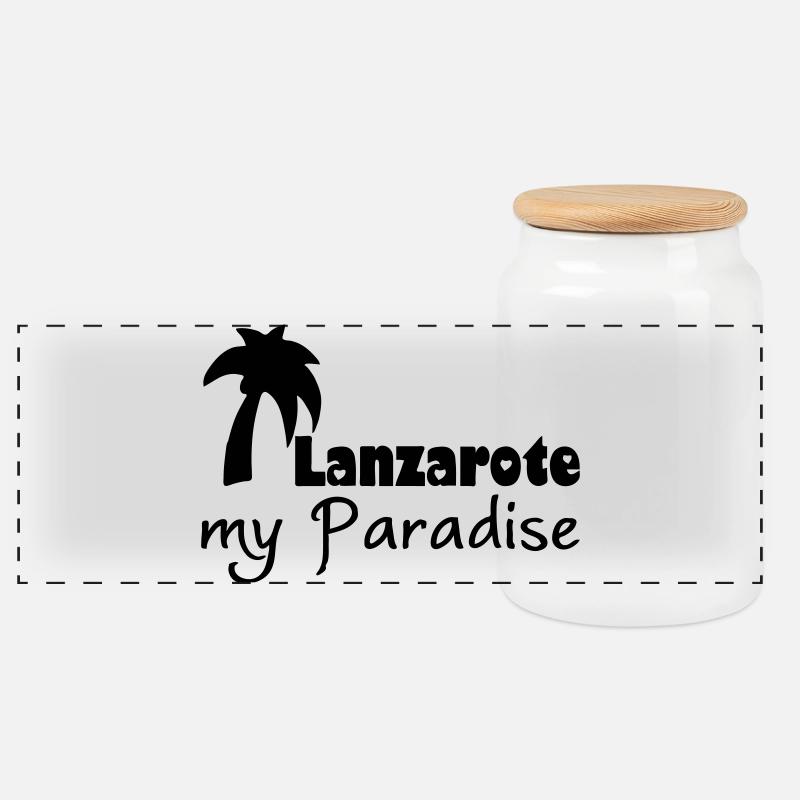 Lanzarote Paradise Urlaub Geschenk - Panorama Keksdose mit Holzdeckel - Weiß