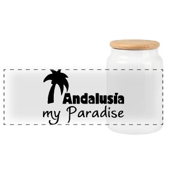 Andalusia Paradise - Panoramic Cookie Jar with Wooden Lid - white - Front